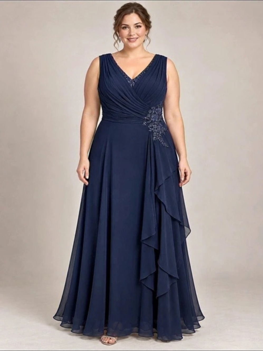 Navy Draped Maxi Dress
